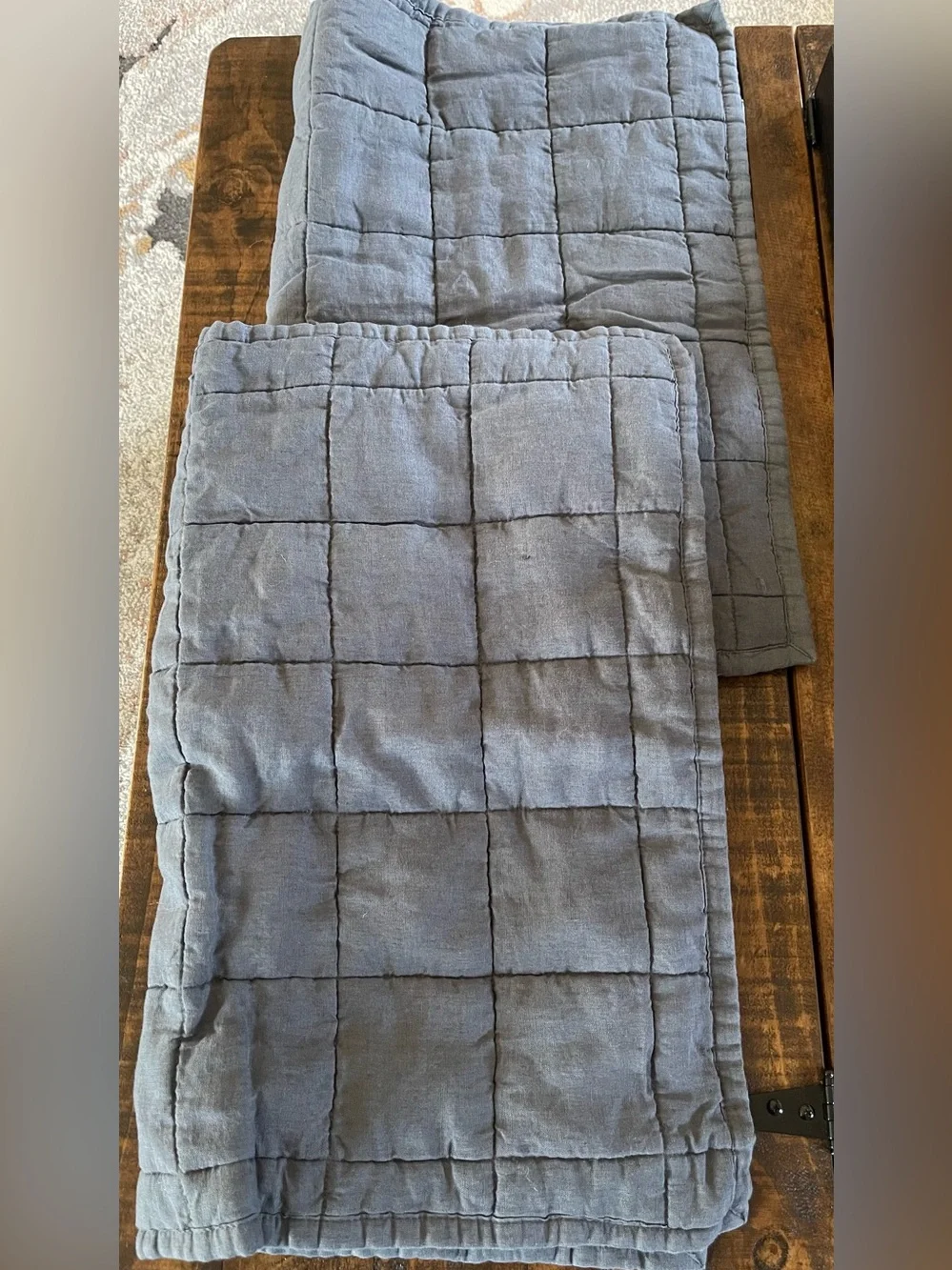 Quince European Linen Box Quilted Sham Set, Standard (Nightfall)